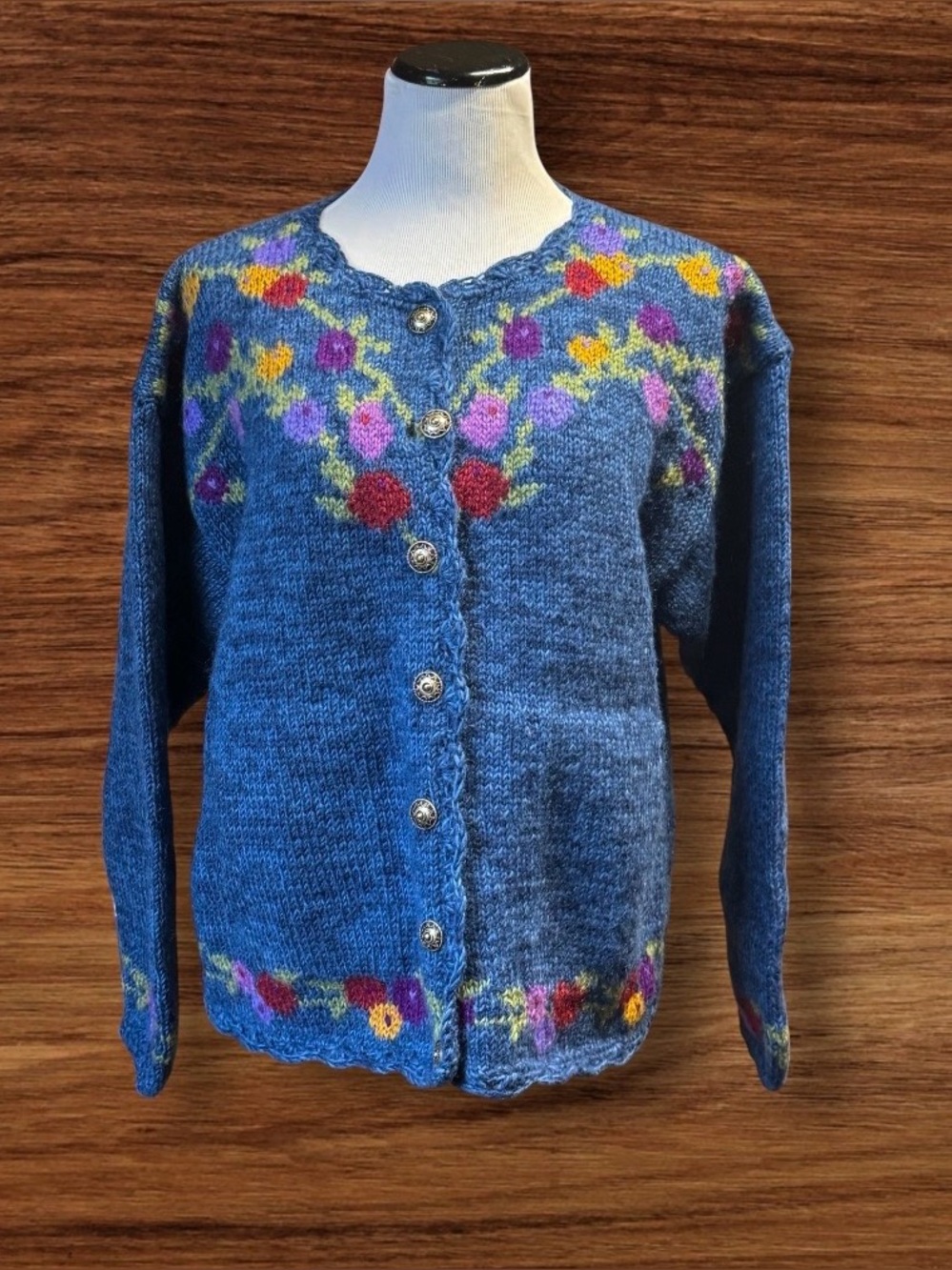 Like new! Lost Horizons 100% Wool Cardigan Sweater ~ L/XL ~ Hand Knitted Nepal